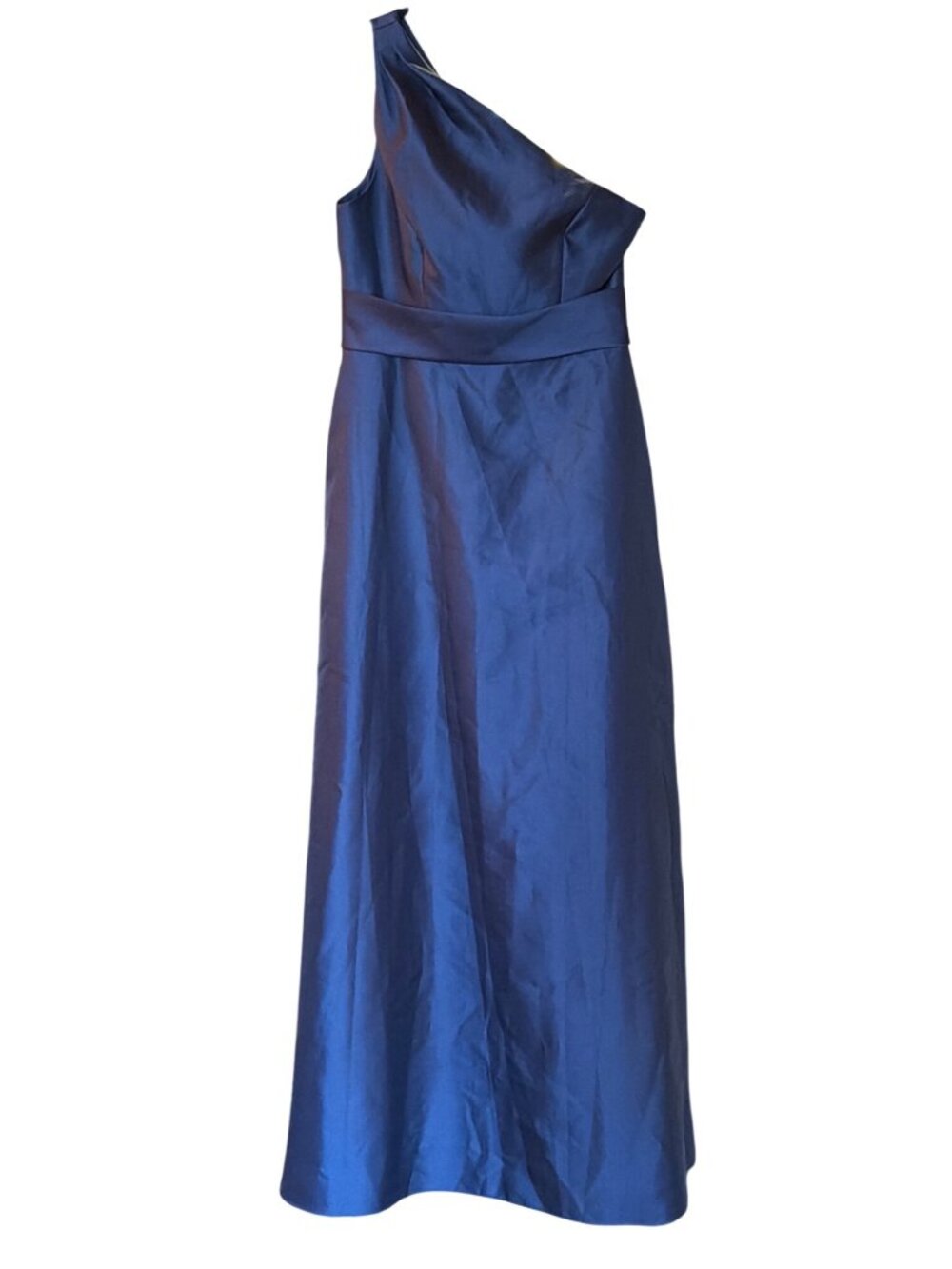 Alfred Sung One Shoulder A Line Satin Gown Navy Size 8 New With Tags - Picture 8 of 10